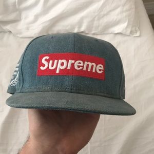 Supreme Denim Box Logo Fitted Hat New Era